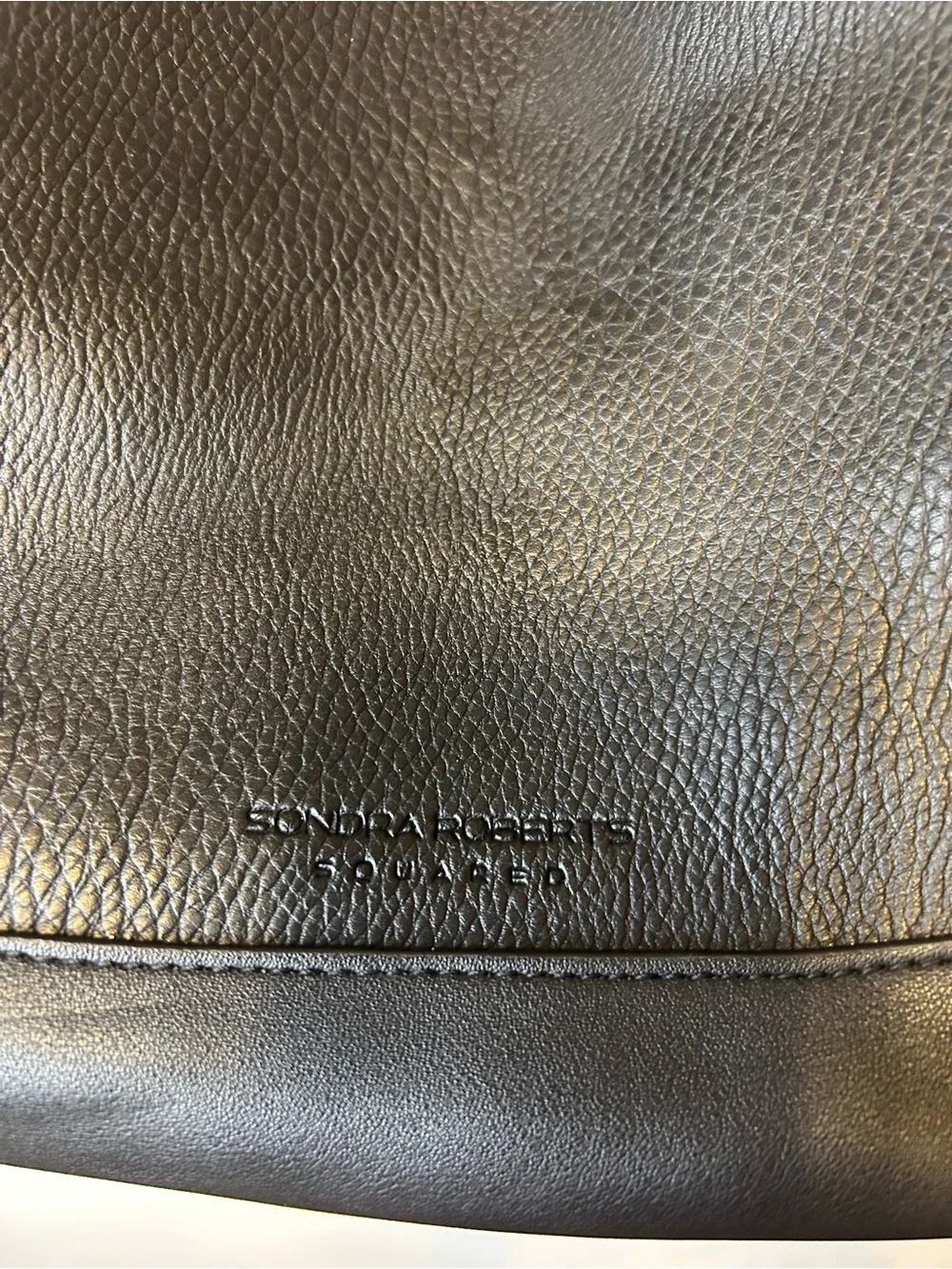 Sondra Roberts Black Pebbled Leather Hobo with Gold Hardware